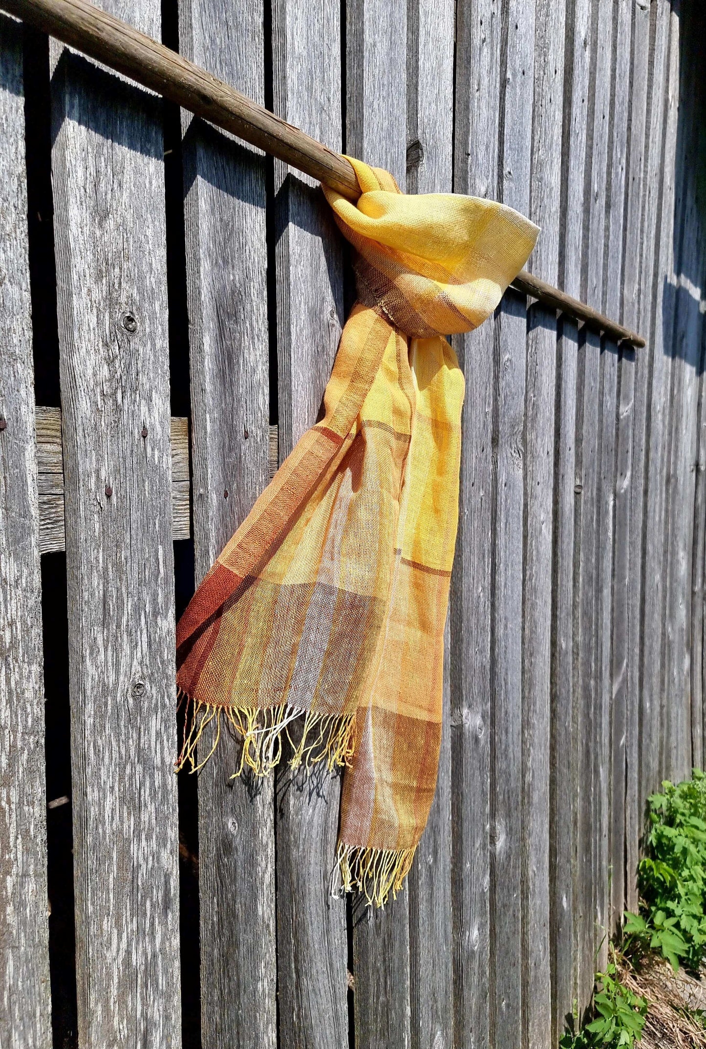 Hand woven colored linen scarf