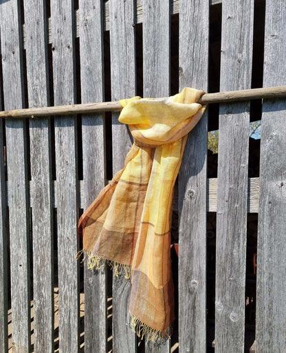 Hand woven colored linen scarf