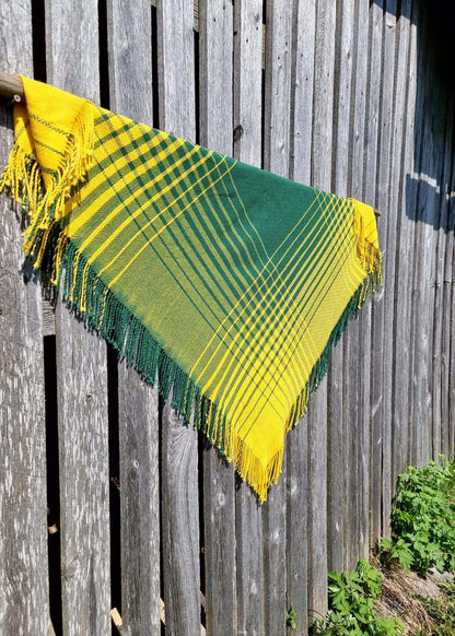 Hand woven wool mix shawl “Dandelion Meadow”