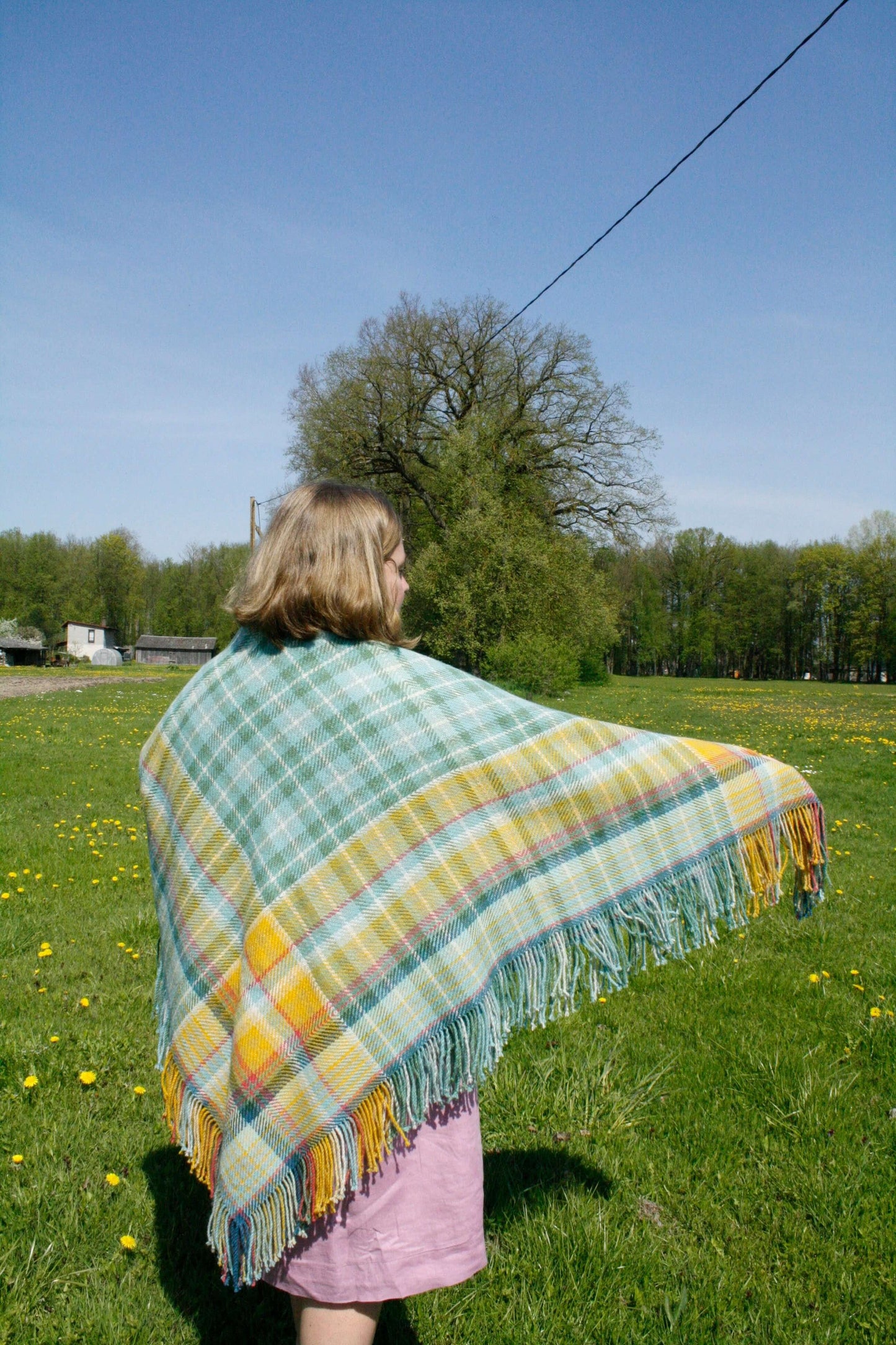 Hand woven woolen scarf "By the sea"